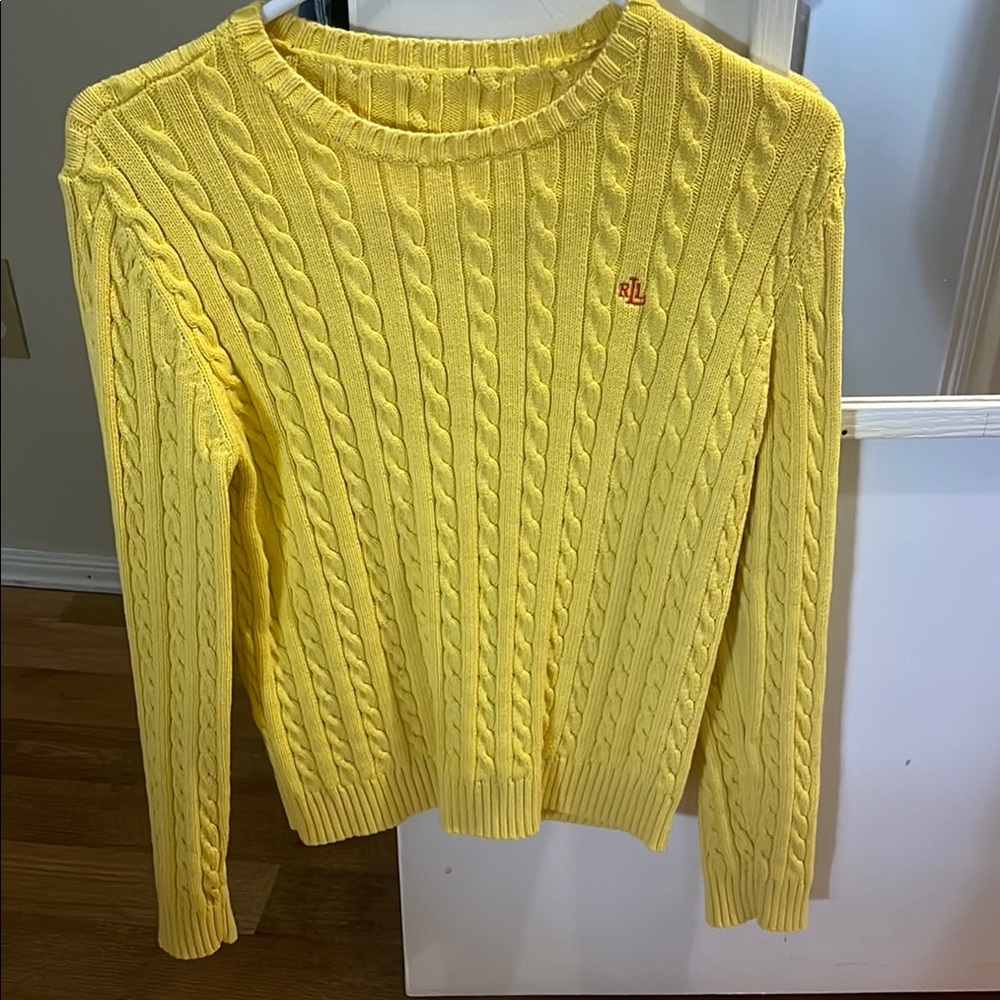 Ralph Lauren Yellow Crew Neck Cable Knit Sweater